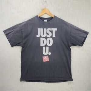 Vintage Acrylick Shirt Mens XL Black Just Do U You Nike Spoof Parody Y2K